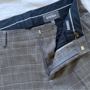 Bonobos Italian Wool Gray Plaid Dress Pants Athletic Fit 29x30